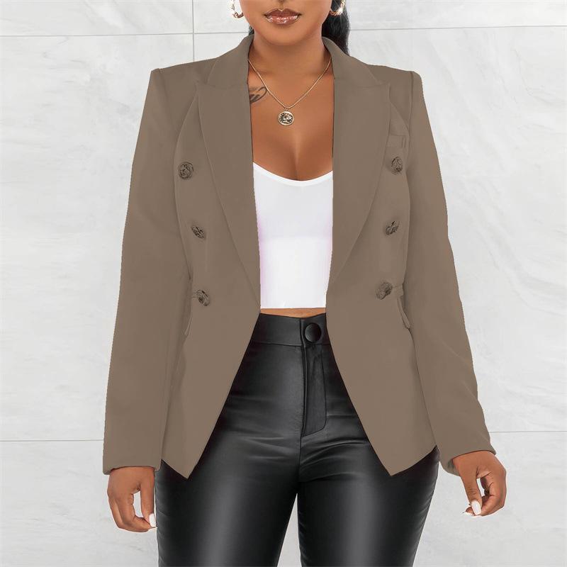 Black Women Blazers Turn Down Collar Long Sleeve Single Breated Slim Fit Button Up Causal Office Work Jackets for Ladies