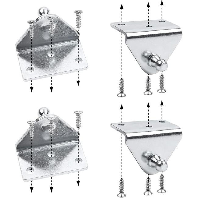 OTUAYAUTO YAQLS06 Angled Gas Strut Mounting Brackets - 10Mm Ball Stud With Screws (Pack Of 4)