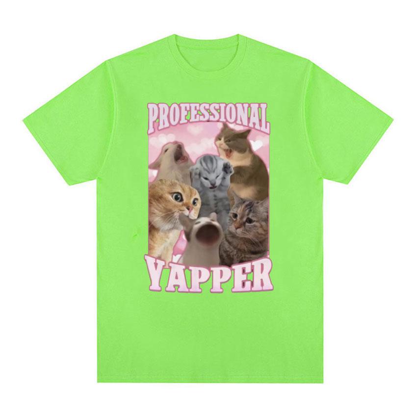 Professional Yapper Funny Tshirt Cute Screaming Cat Meme Graphic T-shirts Men Women Fashion Vintage Oversized T Shirt Streetwear