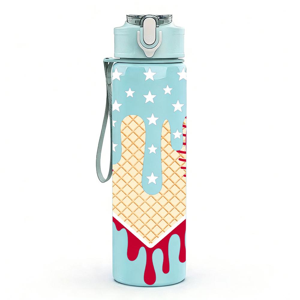 1PC Dripping Baseball Stitch Artwork 750ml Color Plastic Water Bottle Leakproof Flip Straw Lid For Sports Office Home Use