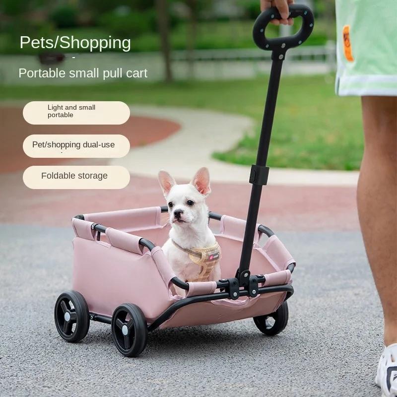Xiaomi 4 Wheels Ultra Lightweight Folding Dog Cat Pet Stroller Portable Travel Shopping Walking Playing for Small Dogs Cats Teddy