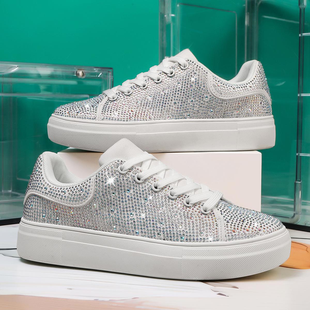 

Женские туфли на платформе TUINANLE со стразами на толстой подошве, розовые дизайнерские туфли, блестящие кроссовки со стразами, трендовые повседневные кроссовки 39