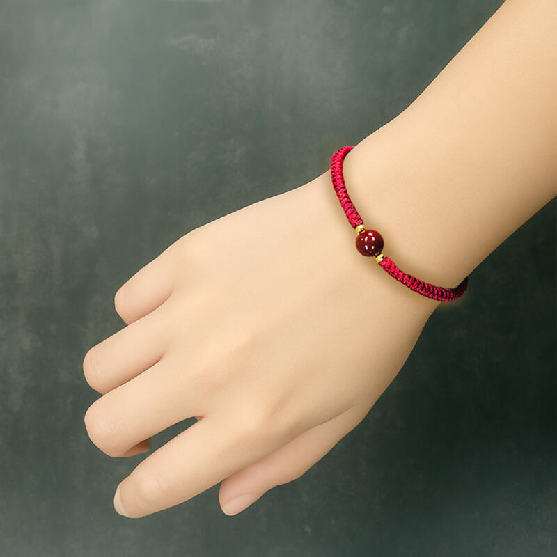 Single-heart lucky stone bracelet, red thread wish bracelet, couple friendship bracelet