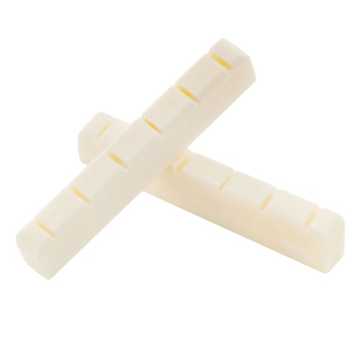 Musiclily Sattel mit flachem Boden aus Knochen mit Kerben für 6-saitige klassische Gitarre, DJ-03, 52x6x9/8,5mm (2er-Pack)