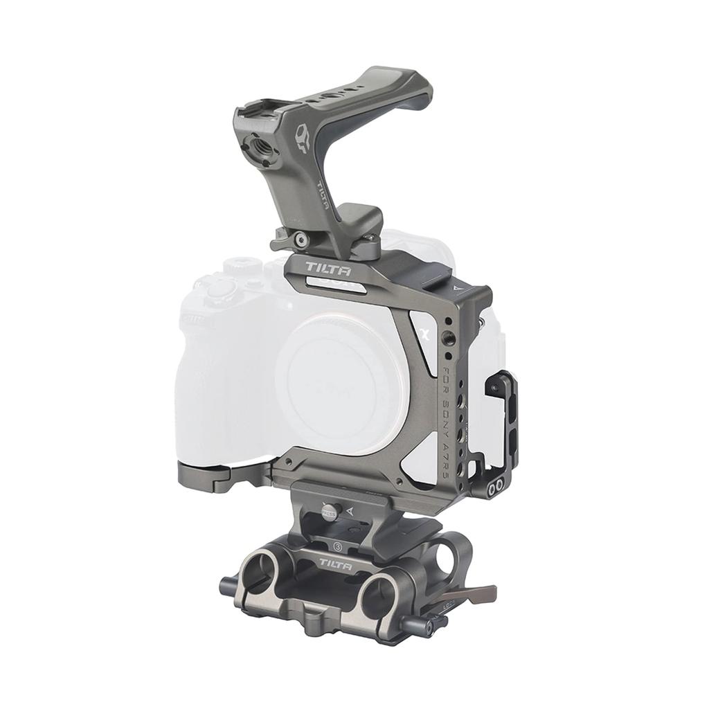 TILTA Half Camera Cage Pro Kit Compatible with Sony A7R V Compatible with Compact NATO Top LWS Baseplate Adapter Type 15mm LWS 18mm NATO Rail Gray