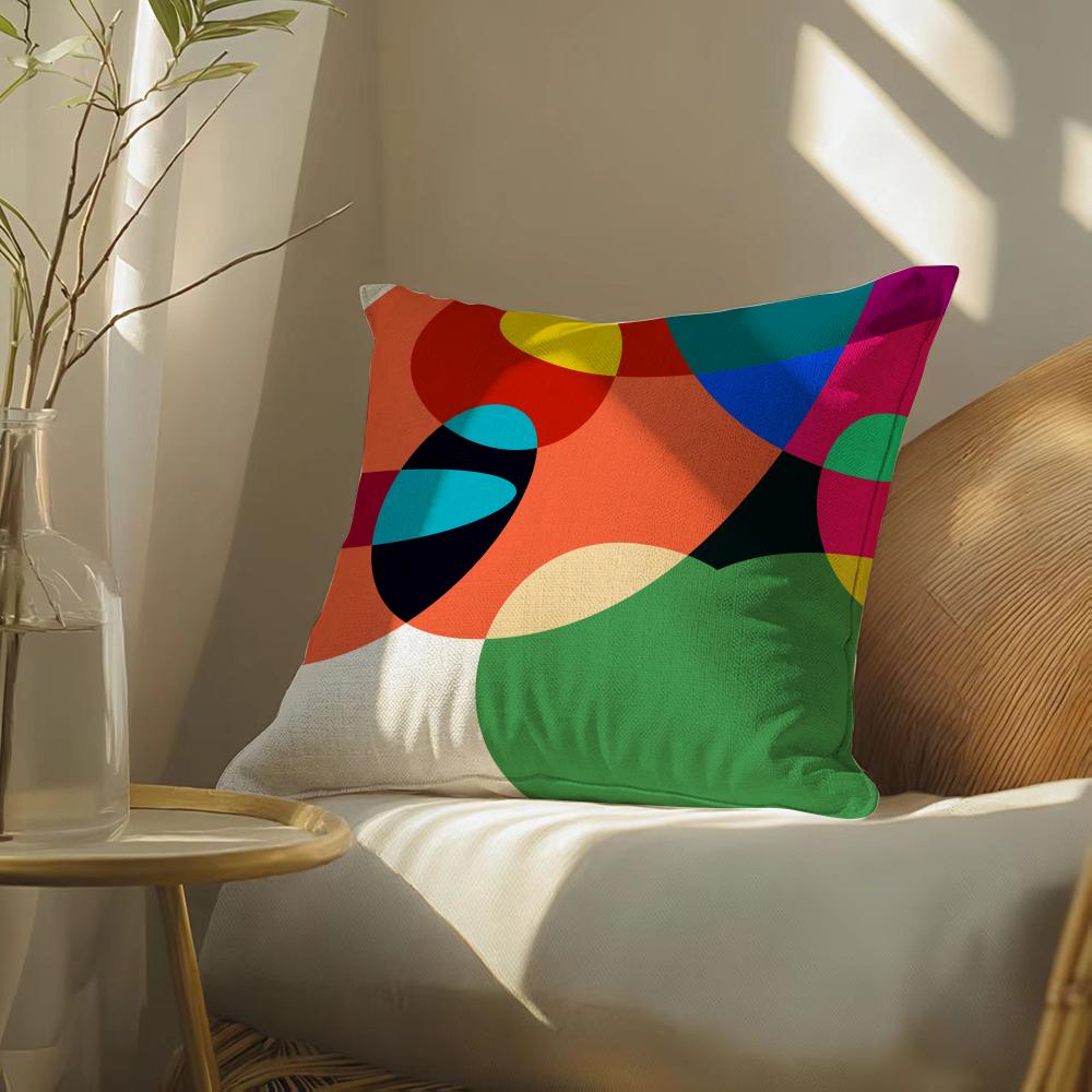 Abstractcurvecontrastingcolors Pillow Case Pillowcase, Double-Sided Printed, Sofa Cushion, Bedroom Headboard