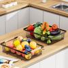 Fruit Organizer Basket Stackable Vegetable Storage Rack with 2 Banana Hangers Space Saving Bread Snacks Organizer