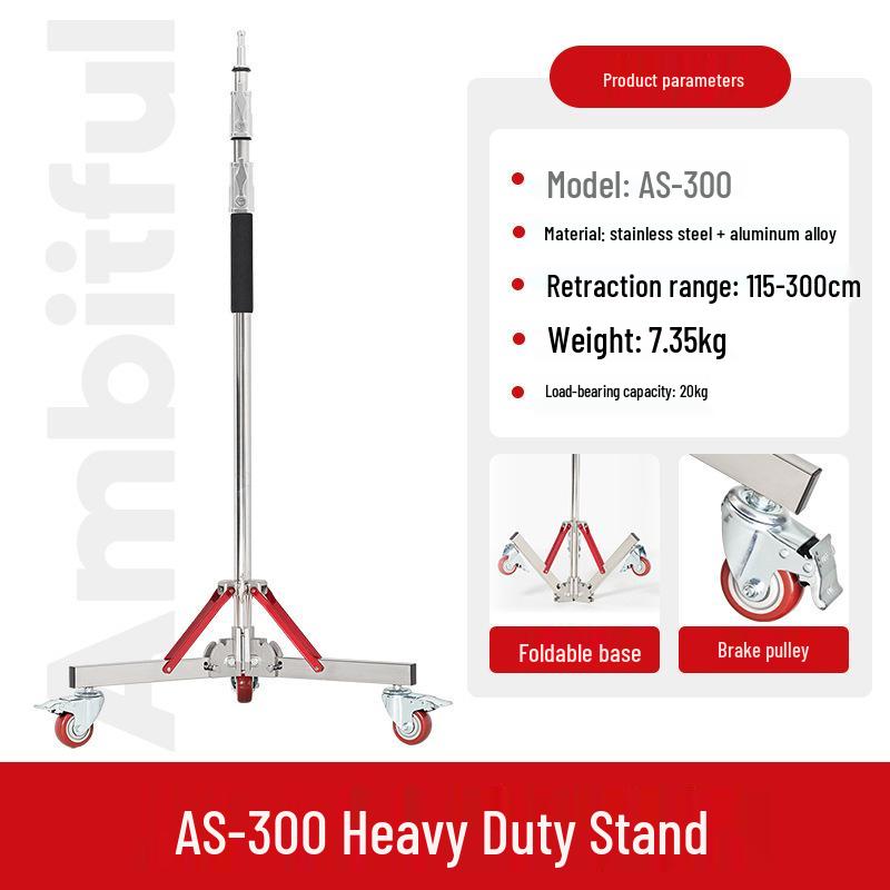 Ambitful ZhiJie 3m Heavy-Duty Wheeled Light Stand with Brake