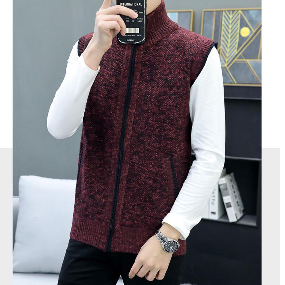 

Осень-зима мужской свитер майка корейская версия без рукавов свитер плечи мужской теплый кардиган вязание XXXXL винный