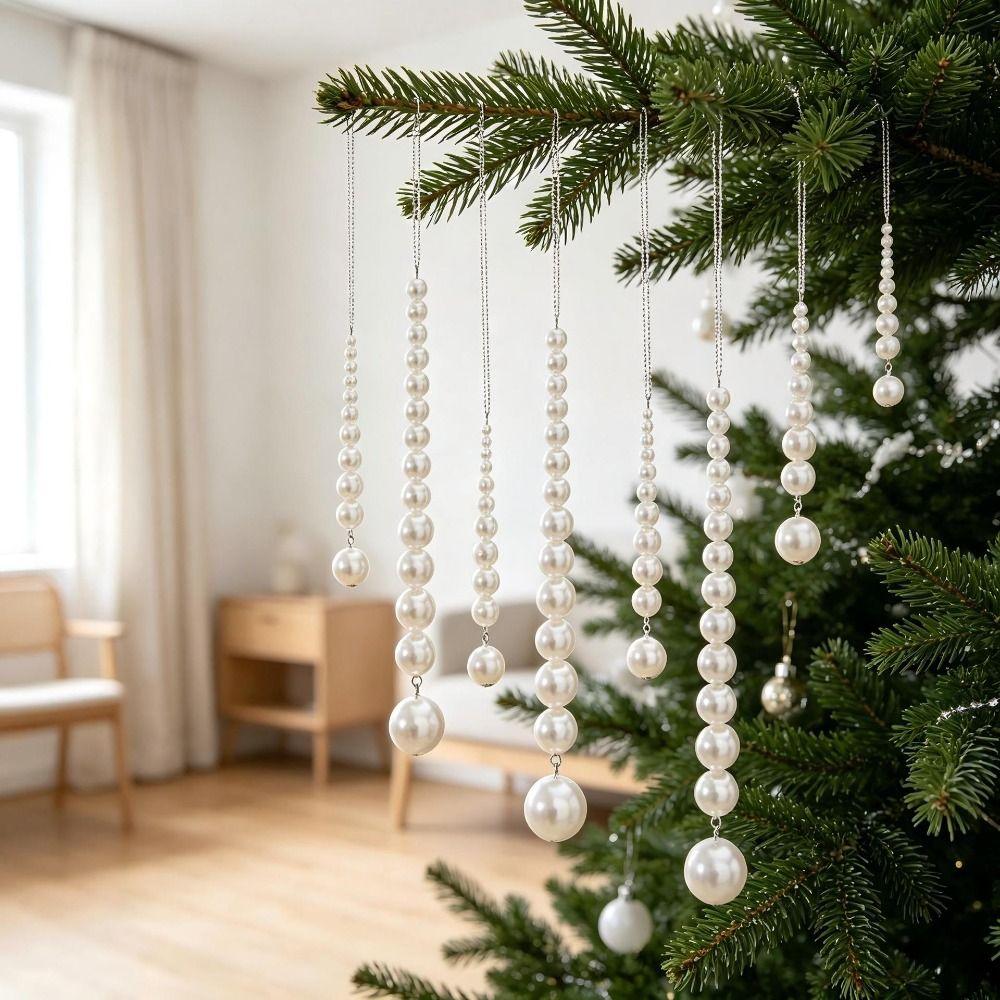 Home Decor Xmas Hanging Pendant Beaded Pearl Christmas Tree Hanging Party Decoration