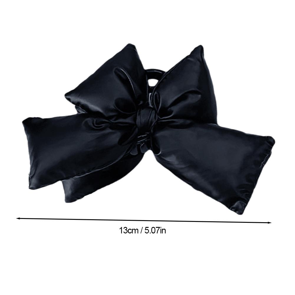 1 Pcs Black Leather Cotton Stuffing Bow Claw Clip,Large Jaw Clips for Thick Hair,No-slip Fashion Winter Hair Accessory for Girls