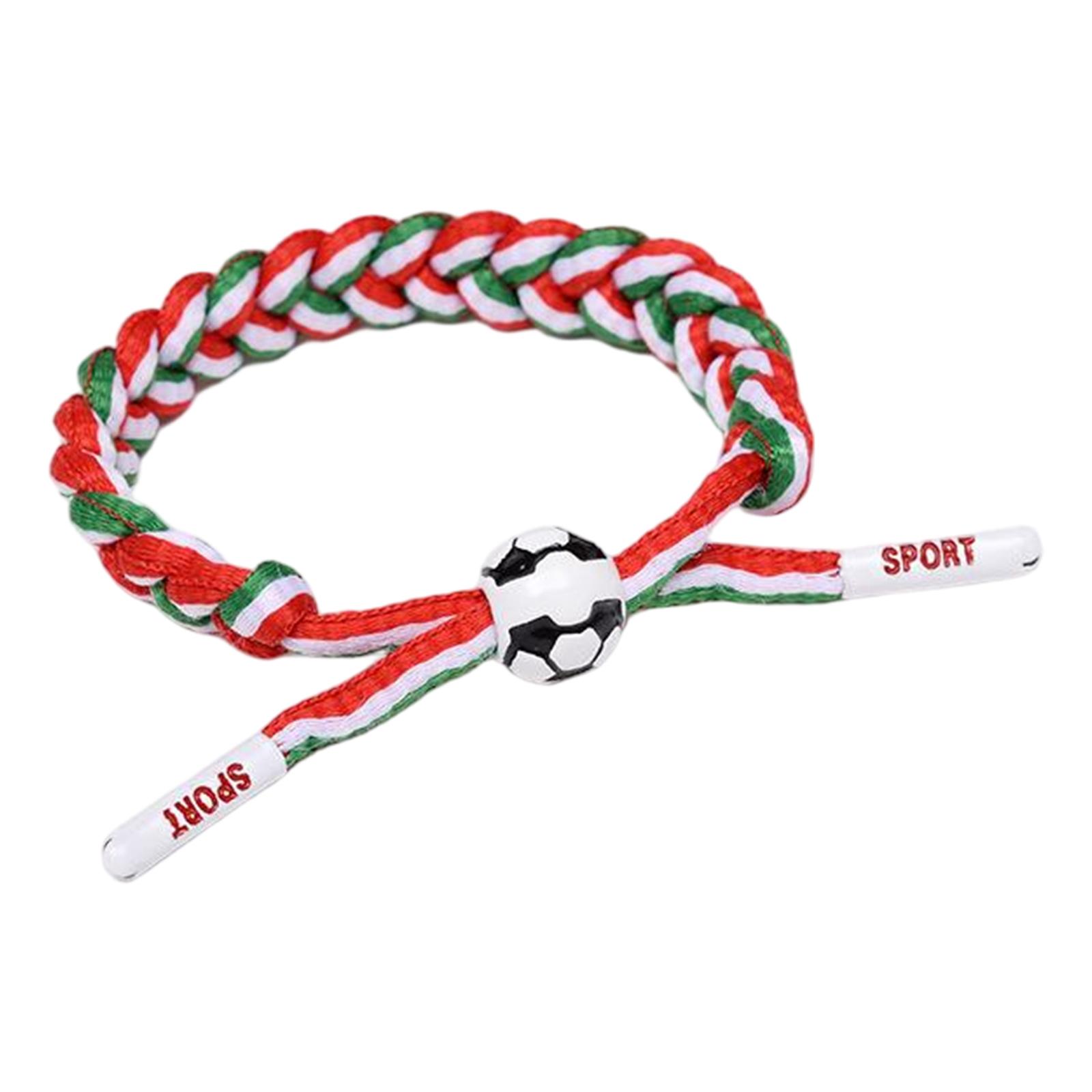 

Braided Adjustable Sports Bracelet with Soccer Ball Bead Woven Wristband for Casual Wear and Sports Activities Unisex Design Durable Material One Size