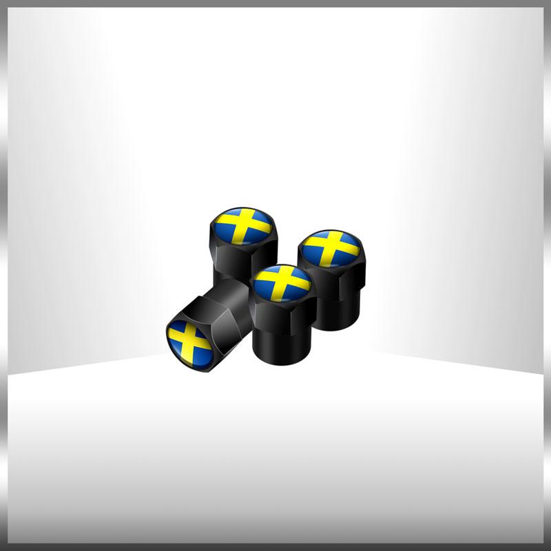 Bildekorasjon 4 stk Sverige Svensk Flagg Emblemer Bilhjul Dekkventilhetter Deksel Bilstyling For Volvo V40 V60 XC40 XC60 XC90 V90 S90