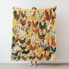 1pc Vintage Cute Chicken Print Flannel Blanket Soft Cozy Knitted All Seasons Colorful for Sofa Bed Office Camping Travel Gift