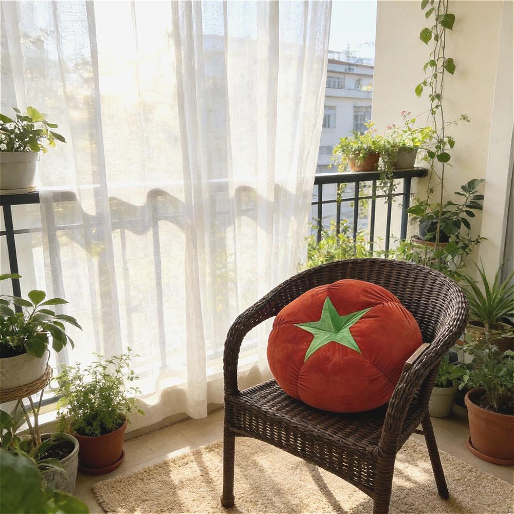 Zesílený polštář s polštářem ve tvaru rajčete Zelenina Houba Persimmon Kulatá podložka pod polštář na okenní parapet Polštáře do ložnice
