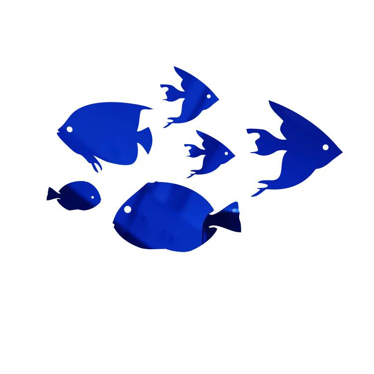 Bubble Fish Ocean Adhesive Wallpaper Sticker Acrylic Mirror 3D Wall Art for Kids Room&Kindergarten Self-Adhesive Removable Decor