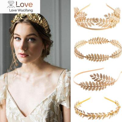 1 stück Koreanische Gold Blätter Kranz Vintage Perle Hochzeit Tiara Stirnband Blatt Armband Frauen Mädchen Haar Crown Braut Haar Zubehör
