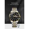 POEDAGAR Luxury Business Man Watch Stainless Steel Week Date Men's Wristwatch Waterproof Luminous Fashion Quartz Watches for Men