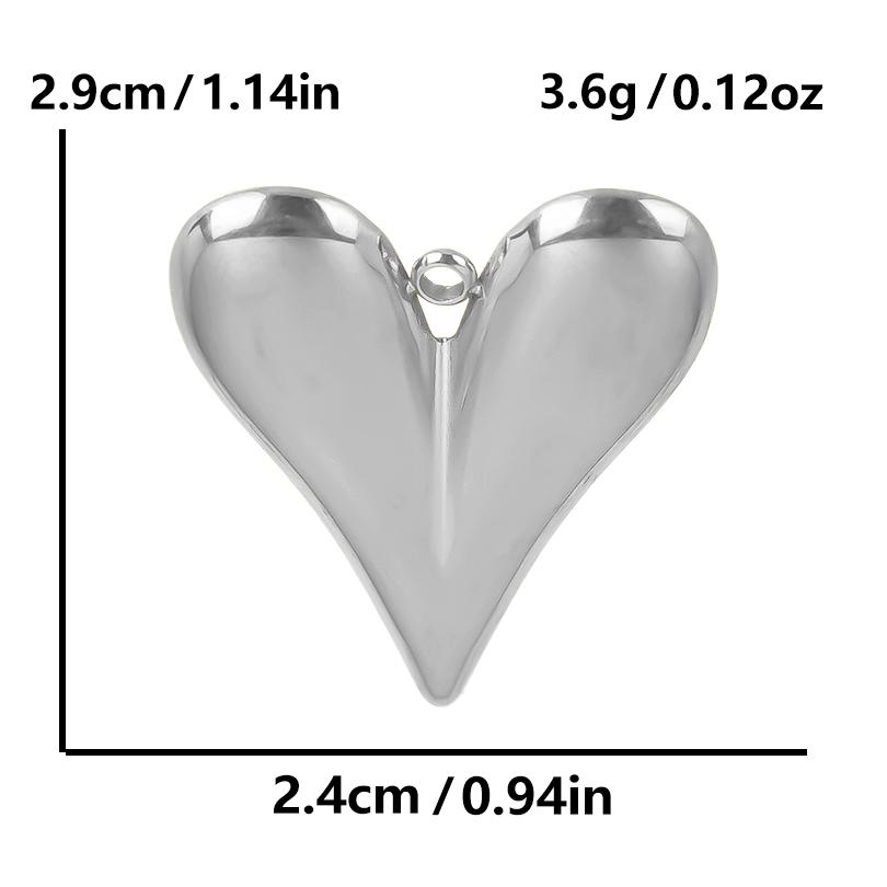 High Quality 6pcs Silver Color Heart Charm Stainless Steel Charms For Jewelry Making Pendnat Breloque Acier Inoxydable Materials