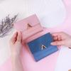 Korean Style Women's Short Matte PU Leather Wallet - Three-Fold, Retro, Thin Card Holder, Ideal for Students.