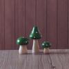 3Pcs/Set Miniatures Wooden Painting Mushroom Ornaments Crafts Kids Gift for Desk Decoration