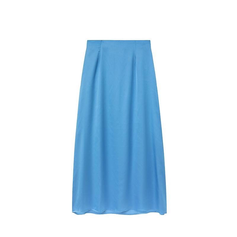2024 Spring/Summer Women's Faux Silk Satin Bodycon Midi Skirt Casual European & American Style