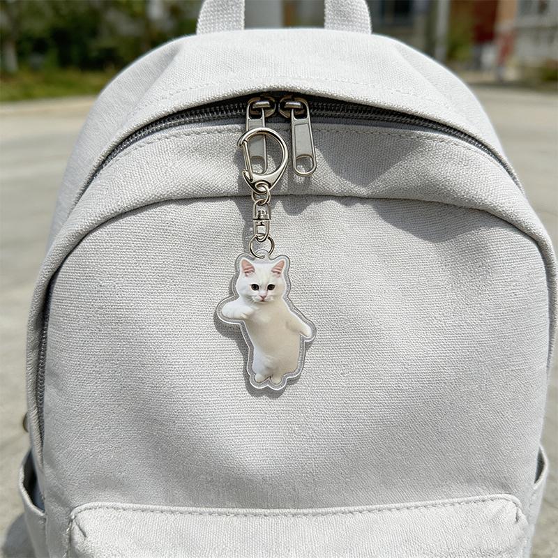 1PC Acrylic Cute Keychains Cats 2D Flat Backpack Ornament Accessories Cat Key Rings Creative Animal Key Holders Funny
