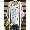 2025 Elegant Bohemian Women's T-shirt Flower Butterfly Bottom Round Neck Multi functional Summer Machine Washable