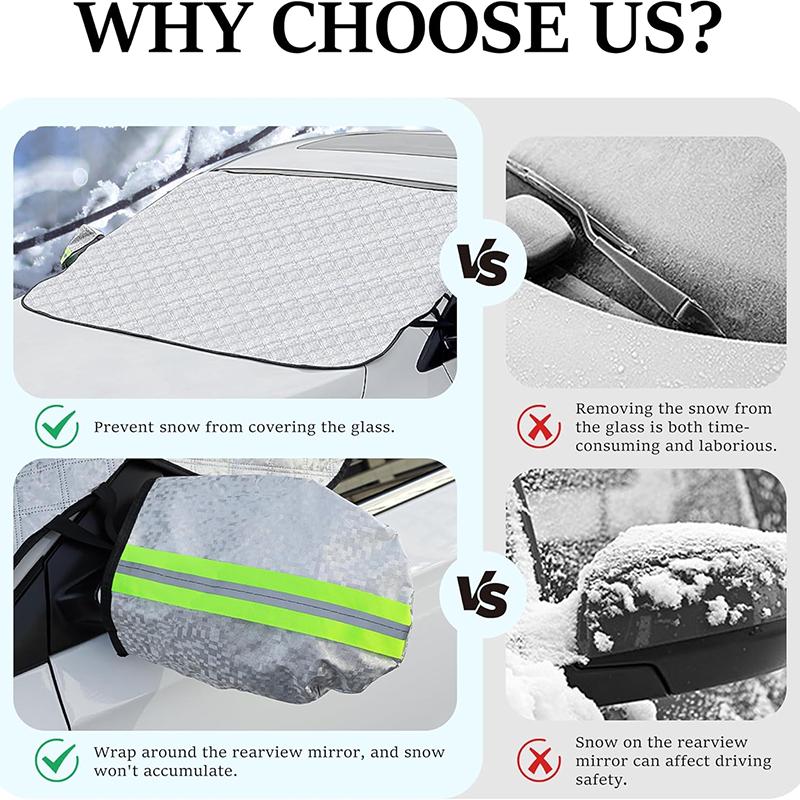 WTEMPO Car Windshield Snow Cover Multi-layer Winter Frost Protection for Any Weather Windscreen Covers with Side Mirror Covers