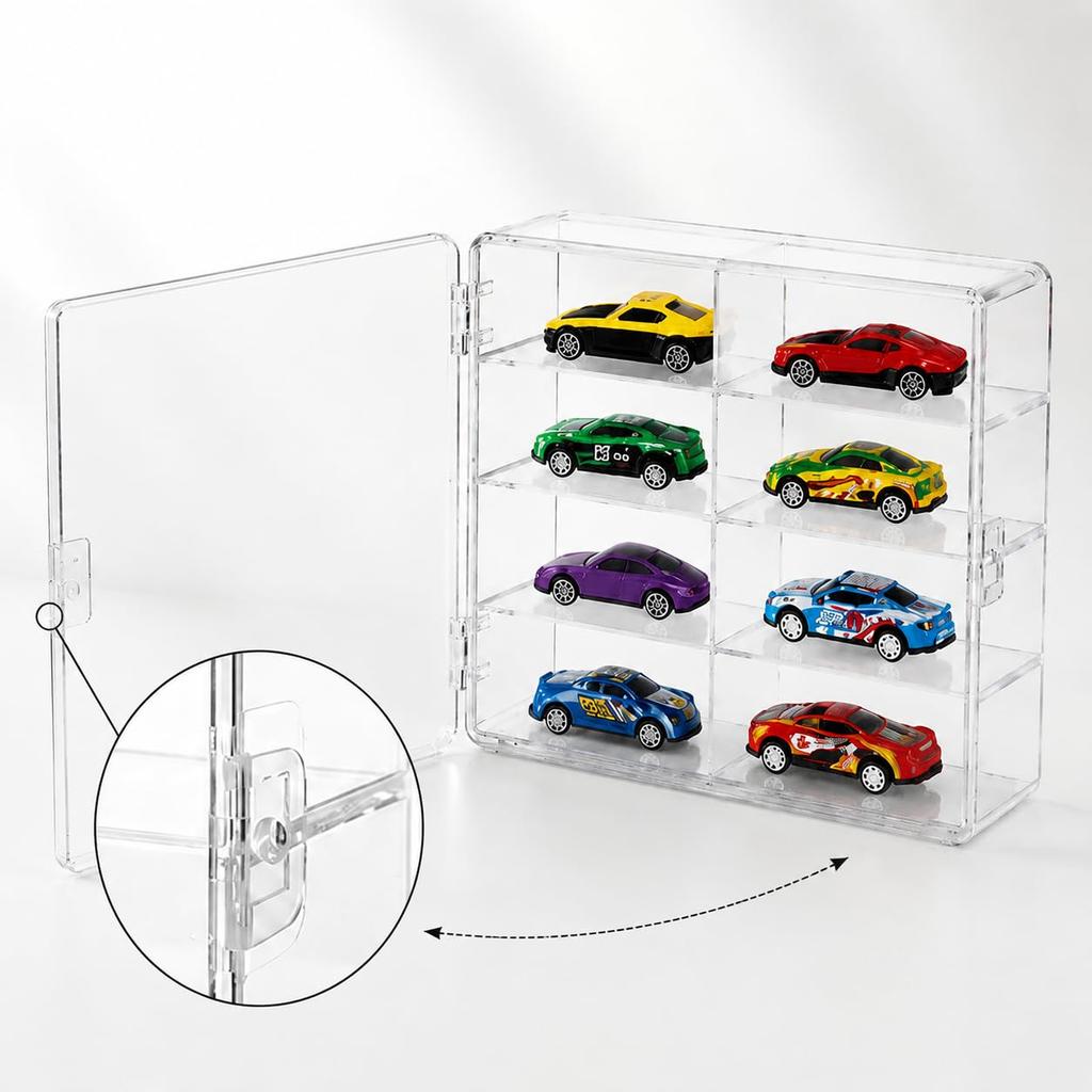 Miniature Car Storage Tomica 8 Compartments X 4 Clear Case, Compatible, Pieces,