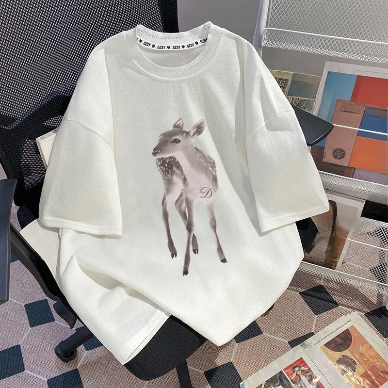 

Очень большая футболка с мультяшным принтом и короткими рукавами и одежда для защиты от солнца 4XL белый