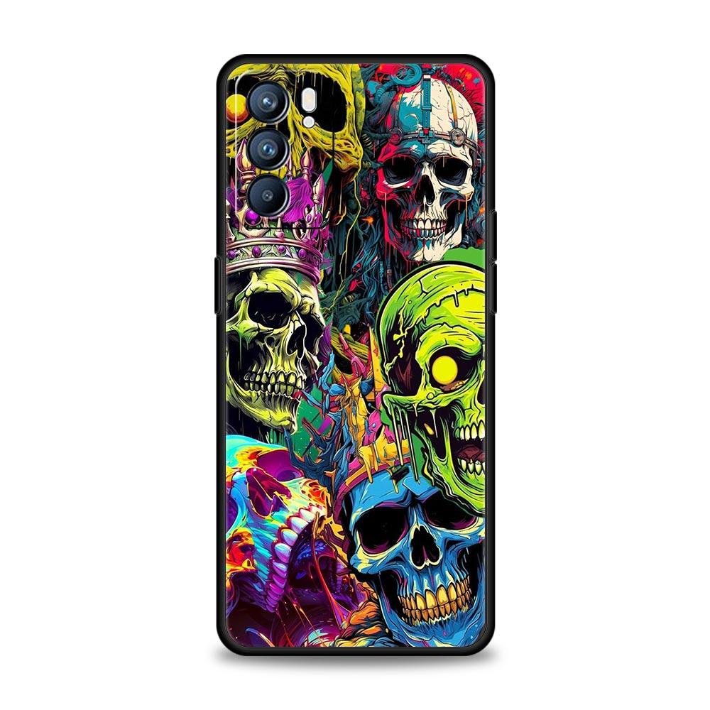 

Skeleton Skull Phone Case For Oppo Reno 13 12 11 10 7 F Find X5 X6 A98 A80 A79 A78 A57 A54 A31 A17 Pro 5G Soft TPU Cover Fundas Reno10