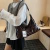 Oil Wax Leather Large Capacity Tote Bag Women's Daily Commuting Armpit Bags Retro Shopping Handbags Brown Casual Shoulder Pack