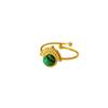 New Fashionable Natural Stone Turquoise Ring, Personalized Versatile High-end Stainless Steel Gold-plated Opening Ring