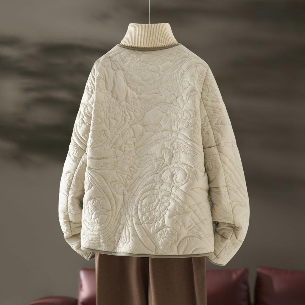 Chaqueta de Algodón de Fragancia Pequeña a Contraste de Color con Nueva Chaqueta de Algodón de Temperamento Intelectual Cálida y Engrosada para Otoño e Invierno