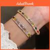 Bracciale a polsino a doppio strato quadrato con zirconi geometrici per un look da ufficio alla moda