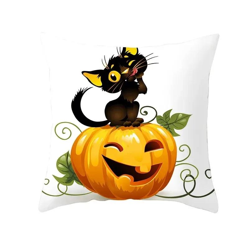 Halloween decorative cushion funny cat pillow sleeve is suitable for home living room sofa waist cushion bedroom decoration