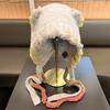 Dopamine Cat Ears Plush Bomber Hat Women Autumn Winter Cycling Cold And Warm Face Small Bag Head Ear Protection Knitted Hat