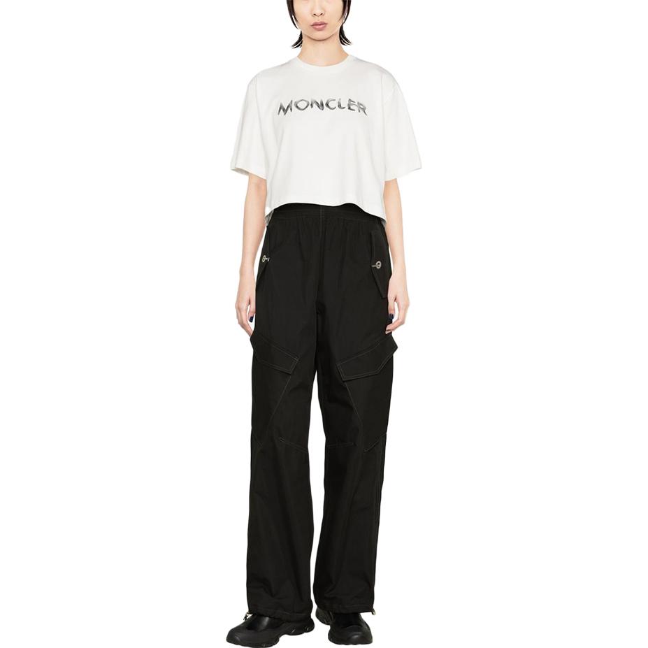 Moncler Logo Print Round Neck Pullover Short Sleeve T-Shirt Women tops White 8C00019-899WS-033