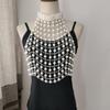 Pearls Body Chain Bra Multilayer Pearls Chest Chains Body Accessories Jewelry for Women Nightclub Raves Body Jewelry