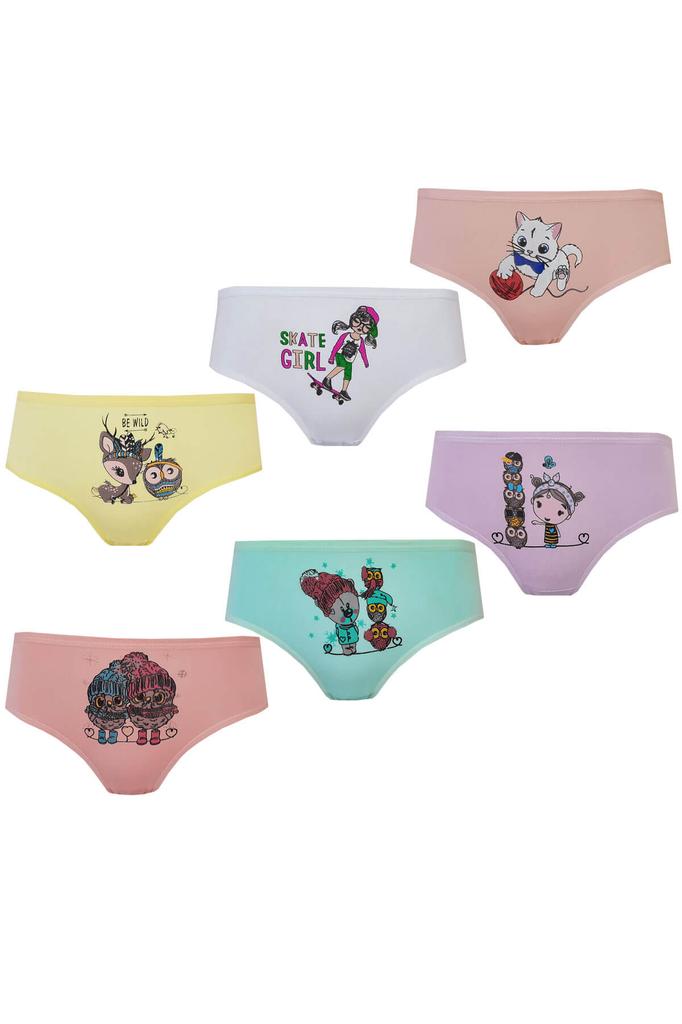 6er-Pack Höschen für Mädchen, bunt gemustert, bedruckt