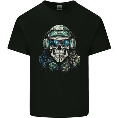 Military Skull Army Marines Artillery Soldier Kids T-Shirt Childrens