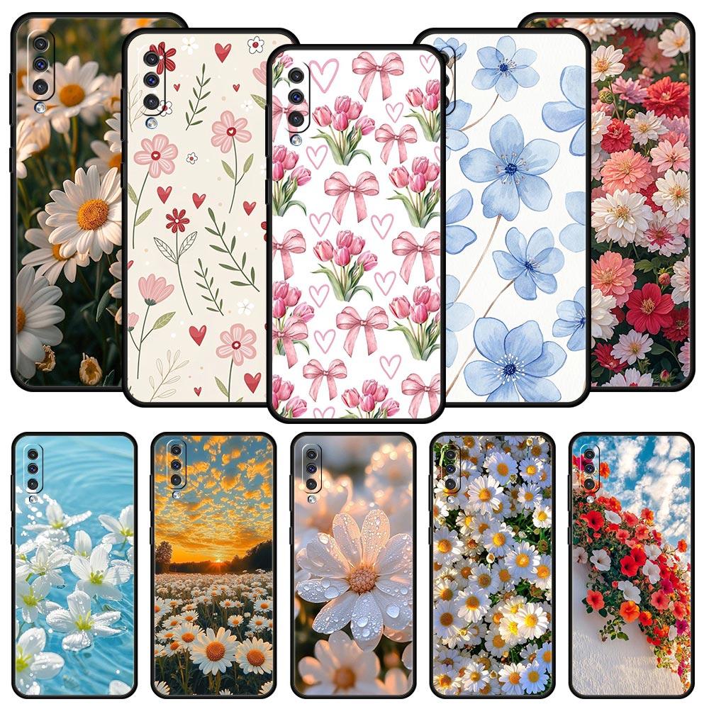 Soft Pale Little Flower Case For Samsung A26 A36 A56 A54 A52 A50 A70 A40 A12 A14 A16 A22 A24 A42 A34 A32 5G A04s A06 5G Cover