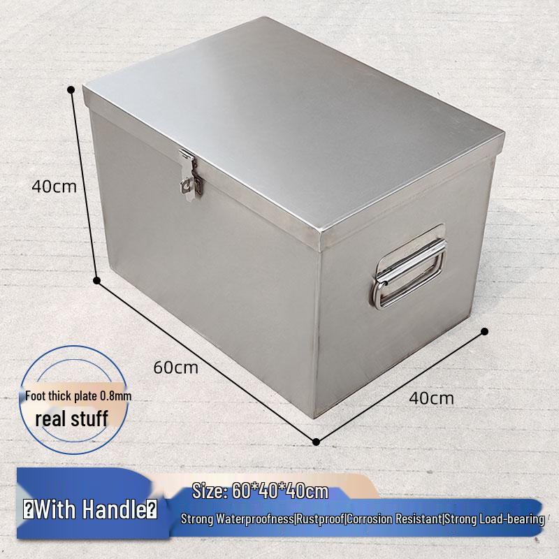 Lockable Stainless Steel Hardware Toolbox - Rectangular Thickened Storage Box