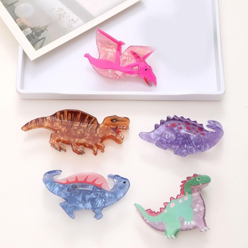 Elegant Acrylic Dinosaur Hair Clip With Metal Design Hairpin Styling Barrettes For Women Girls Fashion Accessories