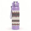 1PC Ethnic Geometric Stripe Woven Print 750ml Color Plastic Sports Water Bottle Leakproof Flip Straw Lid Suitable for Sports Office Home Use