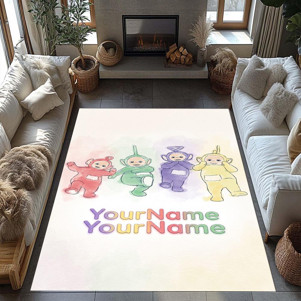 Teletubbies Personalized Text Area Rug Design for Entryway Kitchen Hallway Bedrooms Antislip Carpet Decorate Offices Birthday/Christmas Gift
