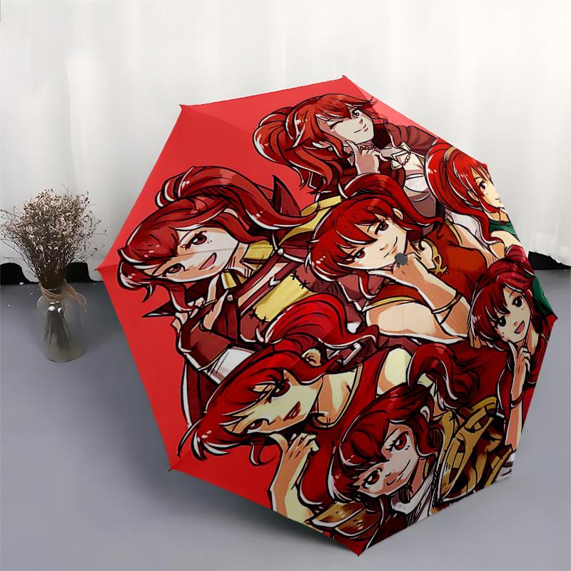 1pc Outdoor Umbrella with Anime Character Print - Automatic Opening/Closing, Portable 3-Fold Design, 8-Rib Iron Frame - Perfect Gift for Fans, Tr