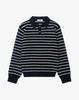 WORK ON BODY OFF Easyon Semi-Overfit Striped Collar Knit [Navy]