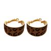 Oversized Retro Leopard Pattern Circular Earrings Artistic Geometric Ear Accessories Statement Jewelry Gift For Her